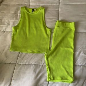 Lime green biker set